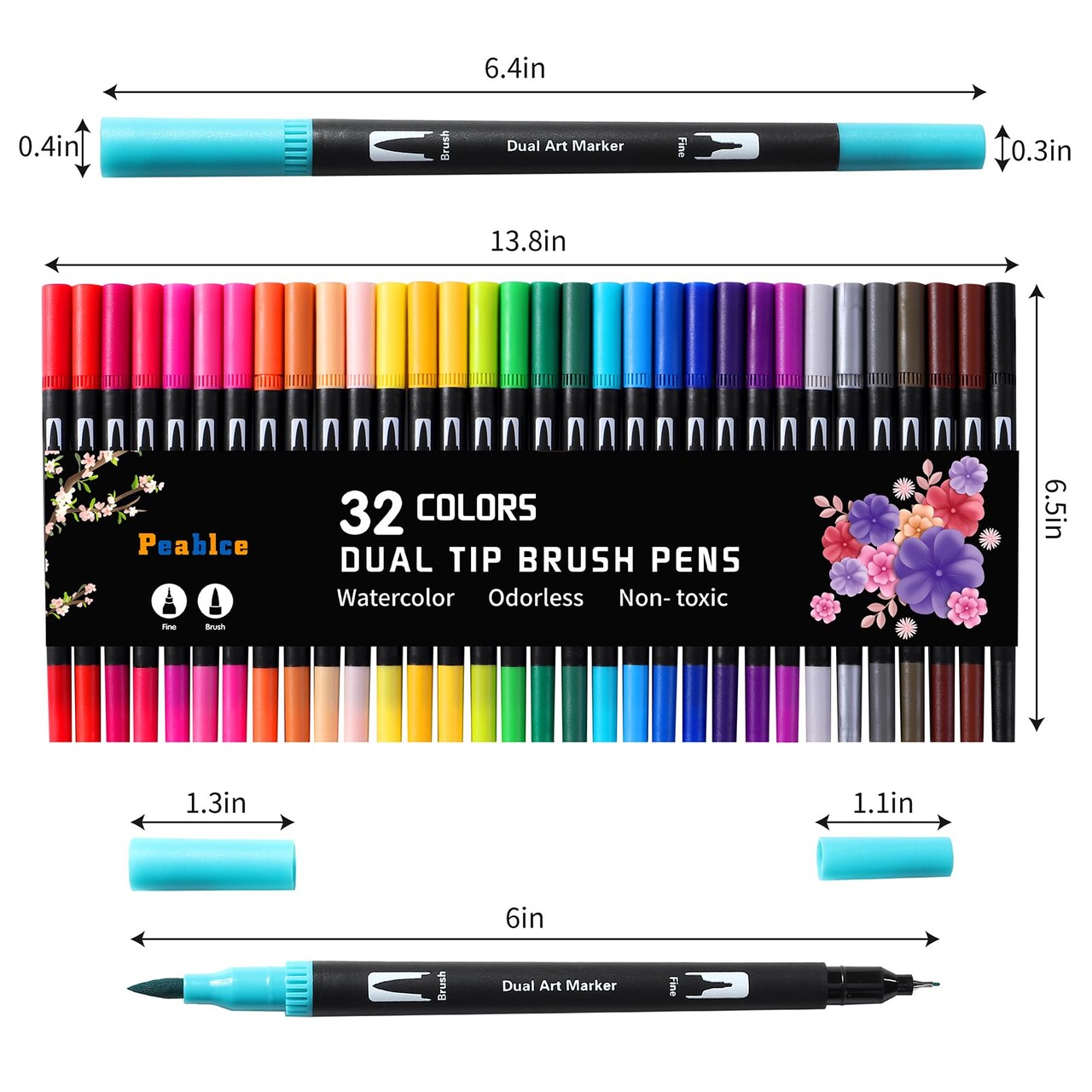 32 Colored Pens Fine Point Highlighter Pen & Brush for Adult Kids Coloring Journaling Note Taking Planner